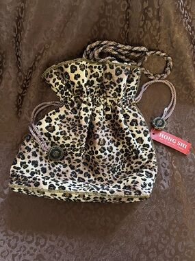 Leopard-Print Mini Drawstring Bag - Beige Brown